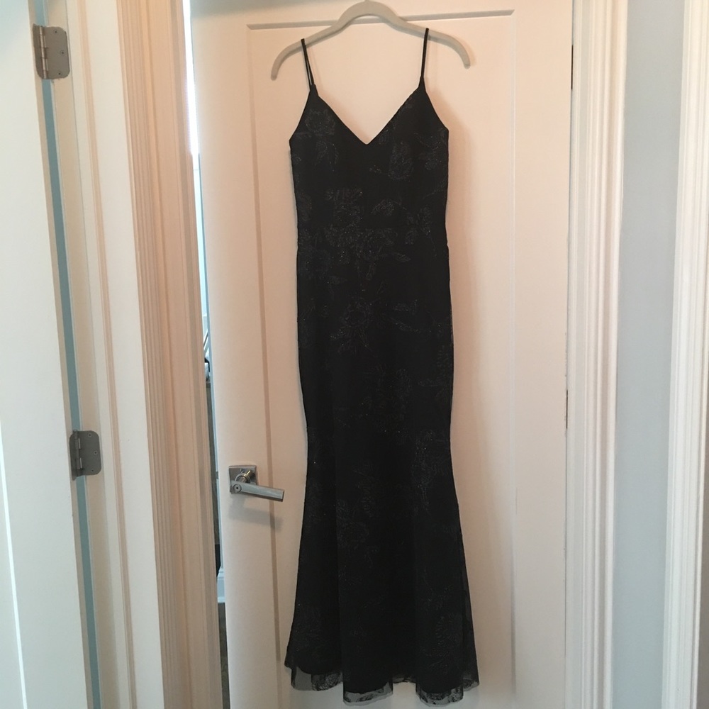 Hayley Paige Occasions Black Beaded Evening Gown - Picture 2 of 7